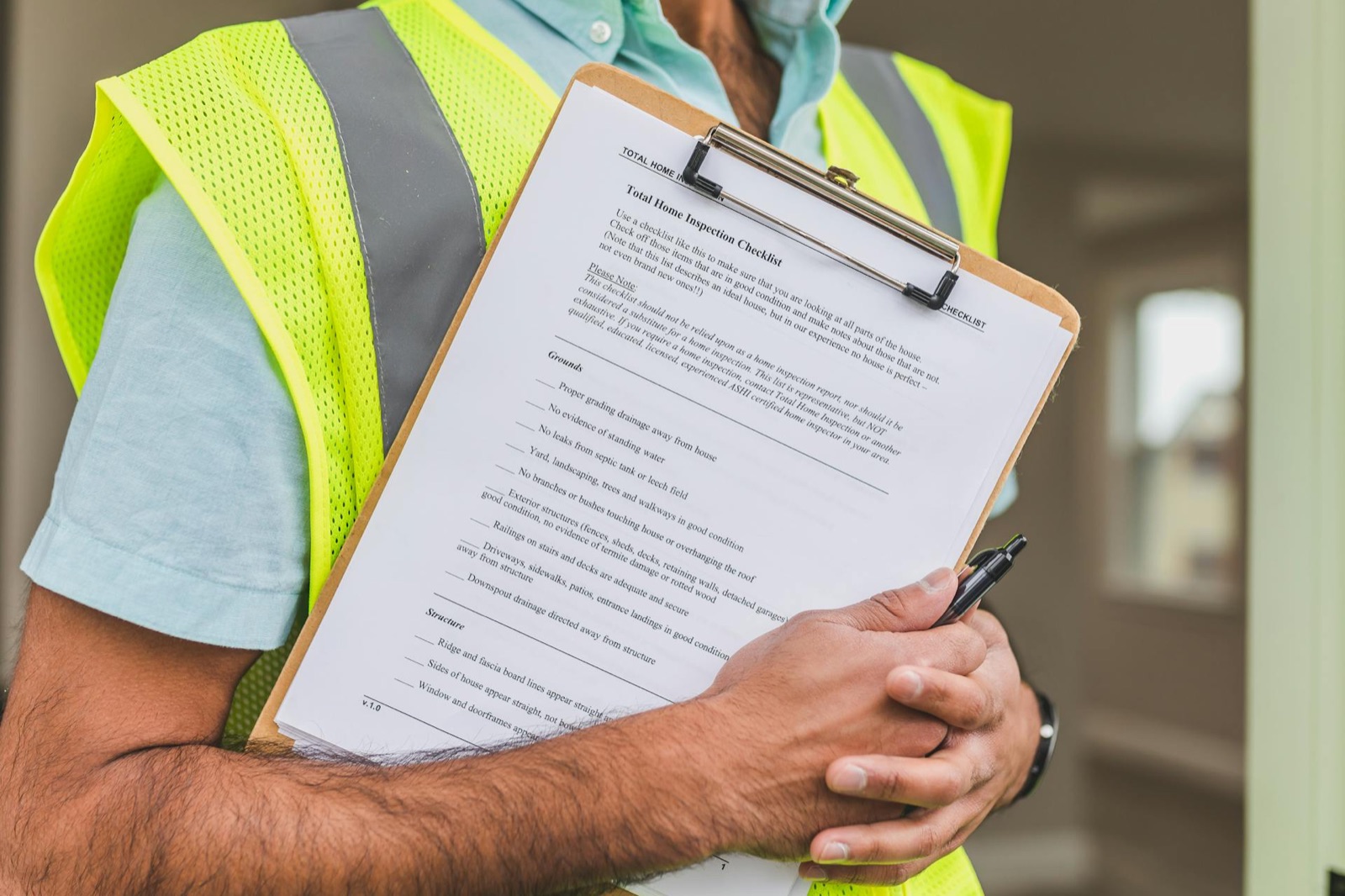 Facility inspection clipboard during a preventive maintenance visit